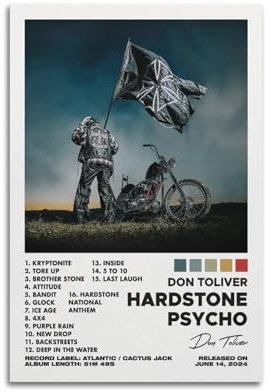 HUEAEHAHE Don Toliver Album, Hardstone Psycho-Poster, Raumdekoration, Leinwandposter, ästhetischer Poster, Druck, Wandkunst, Dekor-Poster, 30 x 45 cm, ungerahmter Stil