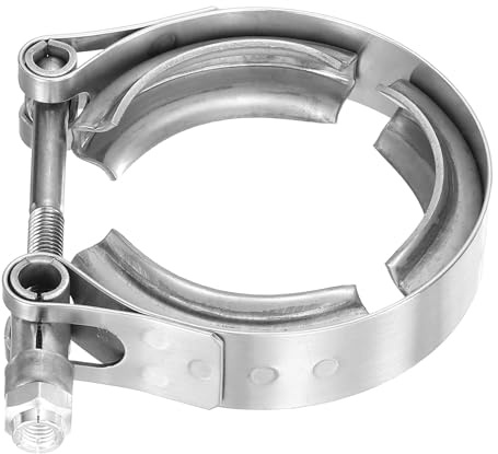 sourcing map 1.75 V Band Clamp 304 Stainless Steel for Exhaust Systems Downpipe Exchange Exhaust Accessories, Adjustment Range 45mm / 1.77inch