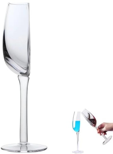 BOSENIYU Mezza bicchieri da vino Set di 2 bicchieri da vino divertenti riutilizzabili in vetro tagliato a metà, calici da vino rosso semicircolari (1 pz)