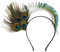 RoadLoo Pfauenfedern Haarschmuck, Pfauenfeder-Kopfschmuck Haarreif Haarschmuck Bunte Flapper Haarband Kopfbedeckung Damen Feder Stirnband Karnevalsfeder-Haarband Maskerade Kostüm Haarreif Hochzeit