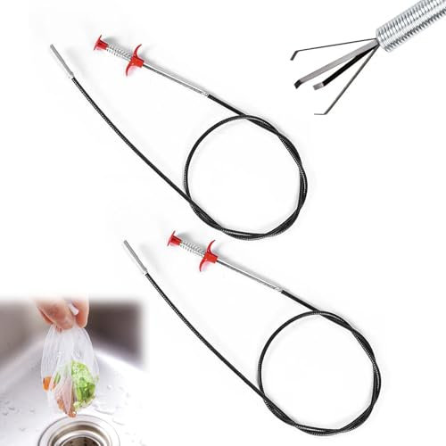2 Pezzi Pinze per Artigli Flessibili, 200c/90cm Pinza Artiglio Flessibile, Pinza Scarico, Stura Lavandini e Scarichi Spirale Pulizia Tubi, Pinza Pulizia Scarico per Cucina, Bagno e Fogne