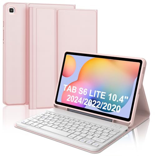 WAVATA Tastiera per Samsung Galaxy Tab S6 Lite 10.4 2024/2022/2020, Custodia Tastiera per Samsung Tab S6 Lite Magnetica Italiano QWERTY Layout Bluetooth Rimovibile, Rosa