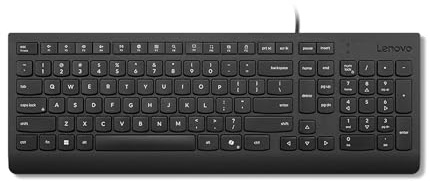 Lenovo Tastiera Cablata Essential – USB 1.8m, Layout 2.5 Zone con Tastierino Numerico, Tasti Silenziosi, Design Anti-Schizzi, Tasto Microsoft Copilot – Nero