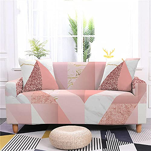 BCJMKDX sofa cover, Modern Rose Gold Marble White Sofa Cover Universal Soft Spandex Elastic Couch Protector Machine for 3 Seater Sofa