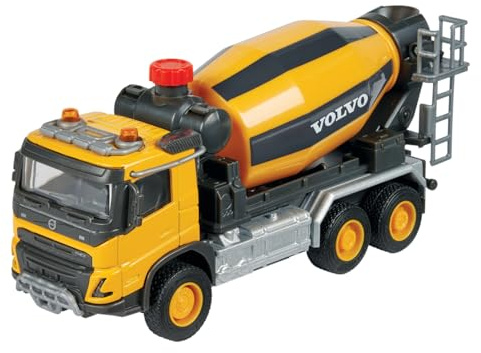 Majorette Car Volvo FMX Truck Cement Mixer (19 cm) - Large Toy Concrete Mixer with Metal Cabin, Freewheel & Functions, Construction Site Vehicle for Children from 3 Years