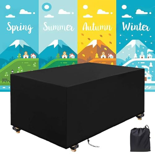 HNYDM Schutzhülle Gartenmöbel Winterfest 300x230x85cm/LxWxH Gartenmöbel Abdeckung Wasserdicht, 600D Oxford Gewebe Schwarz Abdeckplane Für Gartentisch Sitzgruppe Balkonmöbel Abdeckung