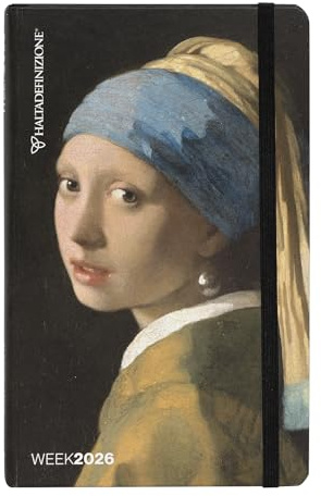 HALTADEFINIZIONE - Großer Wochenplaner 12 Monate, Kalender 2026 mit Einband bedruckt mit einem Kunstwerk von Van Gogh, Gummibandverschluss, doppeltes Lesezeichen und 192 Seiten, 13 x 21 cm, Ohrring