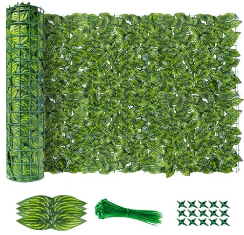 AGJIDSO Artificial Ivy Fence Screening, 6m x 1m,Artificial Hedge Roll, Privacy Fence Screen Artificial Hedge Screening for Garden, Balcony, Outdoor (Watermelon 6M)