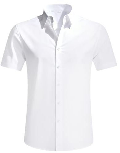 newhsy Womens Short Sleeve Blouse Shirts Stretch Formal Button Down Shirts Business Work Blouse Summer Casual Tops for Ladies