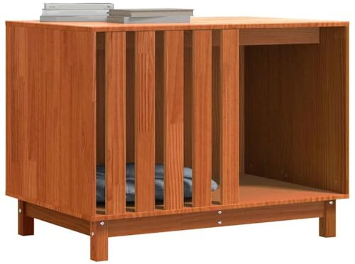 vidaXL Hundehütte Wachsbraun 90 x 60 x 67 cm Massives Kiefernholz, Wohnzimmer, Robuster Hundezwinger, Hausschutz für Haustiere, Moderner Kiefernholzunterstand, Gemütliches Heim