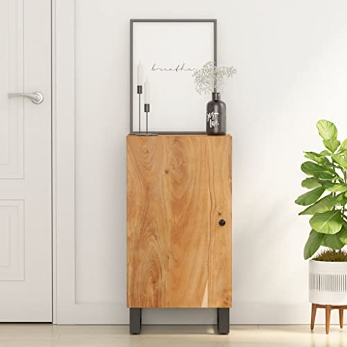 WHOPBXGAD Sideboard with Door 40x31x75 cm Solid Wood Acacia, Modern TV Stand Cabinet with Storage Shelf, Rustic Living Room Furniture, Sturdy Iron Legs, Wall Mountable for Safety