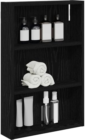 vidaXL Badezimmer-Wandschrank Schwarze Eiche 40 x 10 x 60,5 cm, Moderner Badschrank, rechteckiges Regal, funktionale Aufbewahrung, platzsparende Lösung, stilvolles Design