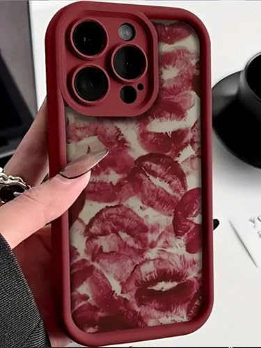 Paekabao Home Phone Case Compatible with iPhone, Red Lips Kiss Print Design, Camera Protection Cover (iPhone 11,Red)