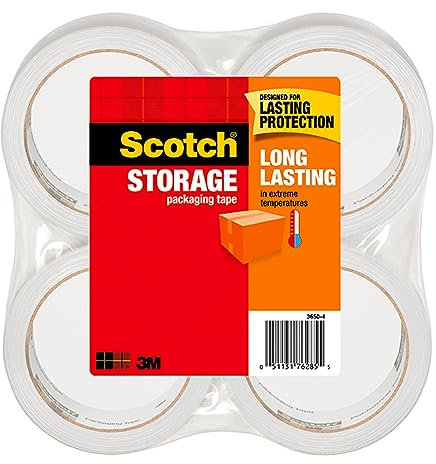 Scotch Moving & Storage Tape, 1.88 x 54.6 yards, 3 Core, Clear, 4 Rolls/Pack