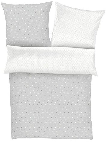 S.Oliver 2-TLG. Renforcé Kinder Bettwäschen- Set Lilli's Dreams grau weiß Größe 80 x 80 cm + 135 x 200 cm