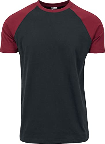 Urban Classics Herren Raglan Contrast Tee T-Shirt, blk/Burgundy, M