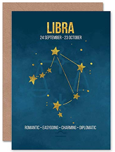 Wee Blue Coo BIRTHDAY CARD - ZODIAC STAR SIGN ASTROLOGY BLUE LIBRA