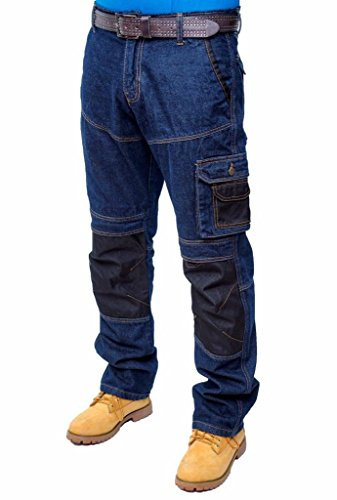 Prime Mens Work Jeans Trousers Cargo Combat Multi Pocket Army Working Trousers BLJ-02 (BLACK-008, 34W X 30L)