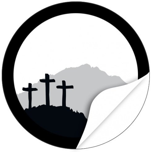 20 x Etiketten Trauer, rund / 3 Kreuze Berge/Beerdigung/Beileid/Tod/Bestattung/Bestatter/Bestattungsunternehmen/Aufkleber für Umschläge