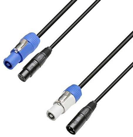 Adam Hall 8101 PSDT 0150 - Netz- & DMX Kabel Power Twist In & XLR female auf Power Twist Out & XLR male 1, 5m