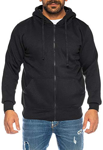 Raff & Taff Herren Hoodies Kapuzenpullover Sweatjacke Übergangsjacke Jacke Basic Schlicht bis 6XL (RT404 Schwarz, 6XL)