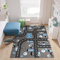 TAPISO Pinky Teppich Kurzflor Kinderteppich Kinderzimmer Grau Blau Schwarz Weiß Pastellfarben Modern Straße Spielteppich ÖKOTEX 140 x 200 cm