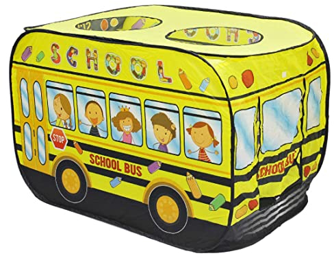 deAO Faltbares Spielzelt für Kinder im Schulbus, Pop Up Zelt Kinder Großartiges Geschenk für den Innen- und Außenbereich. Ideal Kinderzelt für Mädchen& Jungen im Alter von 3, 4, 5+ Jahren (Gelb)