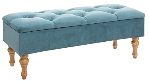 Blaue Truhenbank - gesteppter Samt - Blau - Atmosphera créateur d'intérieur