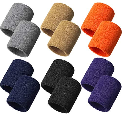 Bememo 12 Packung Schweißbänder Sport Armband Baumwolle Schweißband für Männer und Frauen, Gut für Tennis, Basketball, Laufen, Fitness, Training