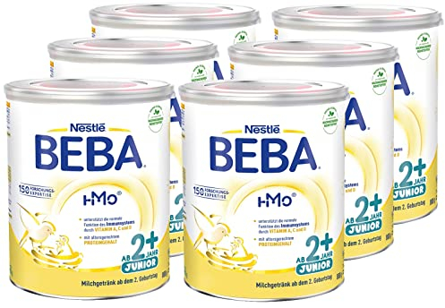 BEBA Junior 2+ Milchgetränk ab dem 2. Geburtstag, Babynahrung mit HMO 2'-FL, nur Laktose, ohne Palmöl, 6er Pack (6 x 800g)