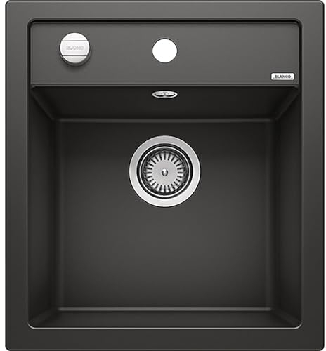 BLANCO DALAGO 45 | Granitspüle aus SILGRANIT schwarz | Einbauart: Einbau von Oben | für 45 cm breite Unterschränke | Großes Beckenvolumen für optimale Nutzung | Reinigungsfreundliche Öberfläche