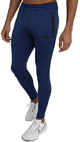 TCA Herren Rapid Quickdry enganliegende Jogging Hosen mit Reißverschlusstaschen - Leuchtend Blau, XL