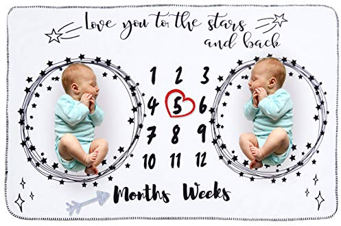 Babydecke Meilensteine Decke Baby Kuscheldecke Kuschelige Decke Fleecedecke Schmusedecke Erstlingsdecke Erstausstattung Geschenke Geburt Für Die Mutter Mädchen & Junge Weiß 100 * 150cm (Zwillinge)
