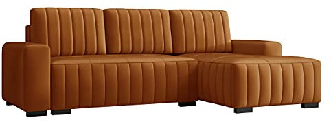 Mirjan24 Ecksofa mit Schlaffunktion und Bettkasten Hokok, Eckcouch für Wohnzimmer, Holzfüße, L-Form Sofa mit Bettfunktion, Wohnlandschaft (Manila 31, Seite: Rechts)
