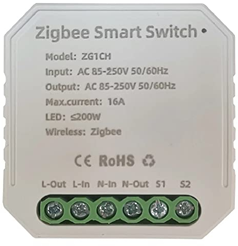 MHCOZY Zigbee 3.0 Relais Schaltmodul, Mini 1 Gang 1/2 Weg, DIY Smart Light Switch, Funktioniert mit Ewelink Tuya ZigBee Hub, SmartThings, Alexa, Google Home