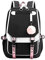 SellerFun Teenage girls' Backpack Middle School Students Bookbag Outdoor Daypack With USB charge Port (4# White Black, 21 Liters)
