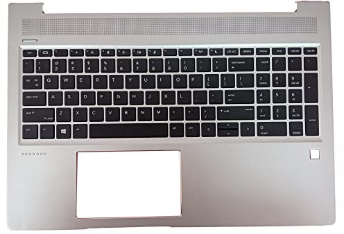 New Replacement for HP Probook 450 455R G6 450 455 G7 Laptop Upper Case Palmrest Non-Backlit Keyboard Assembly Part Top Cover L45091-001 Silver