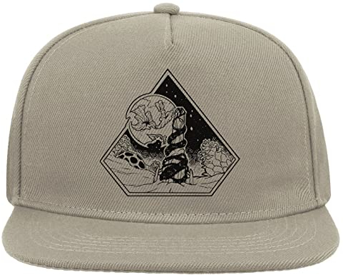 ATPRINTS Abstract Cosmic Tower Nature Psychedelic Graphic Art 5 Panel Snapback Flat Visor Cap Hat Baseballmütze Grau