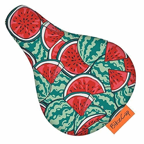 WESTCRAFT BikeCap Kids - Kinder Fahrradsitz-Bezug Sattelüberzug Regenschutz Fahrradsattel-Bezug Sattelbezüge mit Motiven/Mustern (Fruity Melon), Kindersattel Größe 25 x 17cm