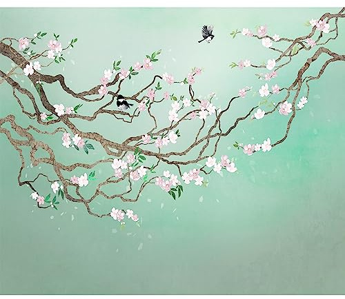murando - Fototapete Vlies Vögel am Ast, 300x210 cm, Schlafzimmer, Full HD | Full HD Druck, 3D-Effekt, lichtbeständige Farben, ideal fürs Wohn- oder Schlafzimmer, schnelle Montage, lichtbeständig, edel