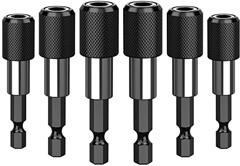 Mellbree Magnetischer Bithalter Set, 6 Stück Schnellwechsel 1/4'' 60mm für Bohrmaschine Schraubendreher Gewindeschraube von Makita, Metabo, Bosch, Dewalt