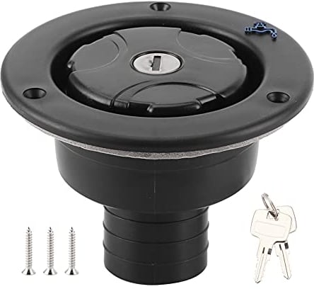 Entrée D'eau de Camping-car, Entrée de Remplissage D'eau en Plastique Noir avec 2 Clés, Bouchon de Remplissage D'eau étanche Verrouillable, pour la Plaque de Porte avec une
