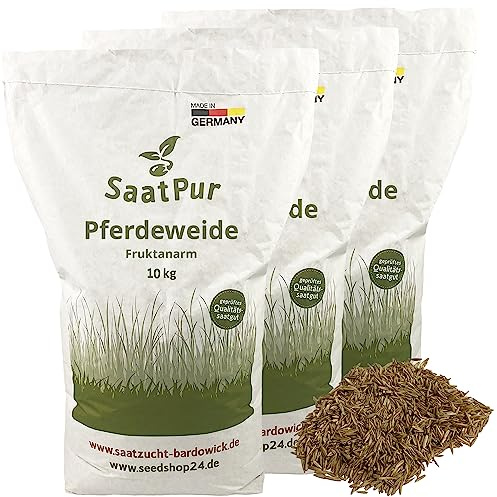 SaatPur® Pferdeweide Fruktanarm, 30 kg für 9.000 m², Reduziert die Hufrehe, Hoher Futterwert für strukturreiches Futter, dichte Narbe, Neusaat und Nachsaat
