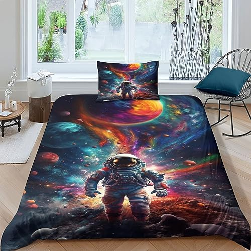 AYSUM bettwäsche Universum Kinder, Galaxy Bed Sheets Single, bettwäsche Weltraum 135x200 Für Jungen Und Mädchen