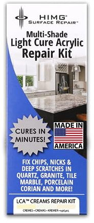 HIMG Cream Tones - Quartz, Marble, Granite, Porcelain Countertop Chip Repair Kit - Light Cure Acrylic Surface Repair