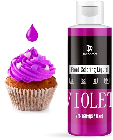Lebensmittelfarbe - 160ml Flüssige Konzentrierte Lebensmittel Farben für Kuchen Dekoration, Backen, Kekse, Macaron - Zuckerfrei Food Coloring für Getränken, Tortendeko, DIY Slime, Osterei (Violett)