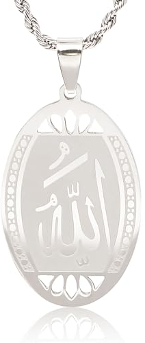TOLOWOBK Allah kette Islam Kette Herren Damen | Personalisiert Koran Verse Islamisch Muslim Religiöser Allah Anhänger Schmuck Edelstahl Shahada Geschenk für Ihn