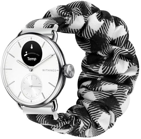 Blueshaweu Bracelet Compatible avec Wit-hings Smartwatch,en Tissu Imprimé Élastique Bracelet de Montre du Wit-hings Scanwatch 18mm/20mm Smartwatch (18mm, Treillis)