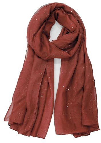 Van Der Rich ® - Pailletten Schal Weiches Halstuch - Damen (Rost)