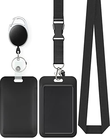 Uniclife Schiebe-ID-Ausweishülle Vertikale Kunststoffgehäuse mit einziehbaren Badge Reel Karabiner und abnehmbare Lanyard Strap Hard Card Protector für ID-Kredit Proximity Key Führerschein und Pass